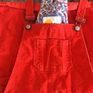 Mini Boden orange corduroy shorts overalls